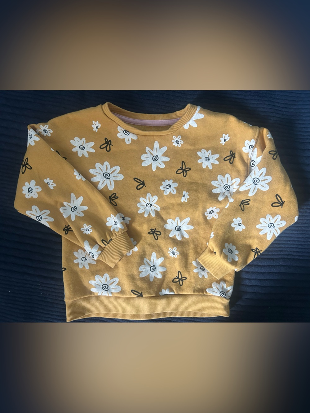 Kids Mustard Floral Crew Neck Sweatshirt